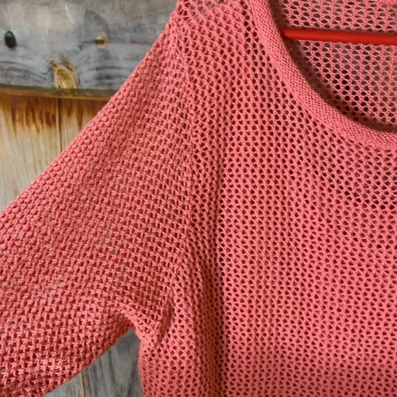 Fashion Bug Vintage Y2K Netted / Tank Top Knit Lined Sweater Coral Salmon - Picture 3 of 4